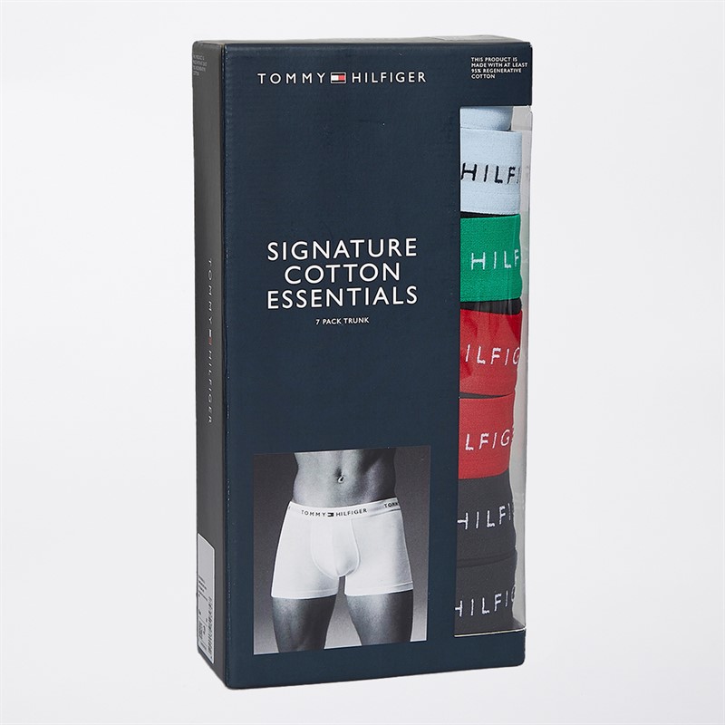 Tommy Hilfiger Mens Seven Pack Boxer Trunks Bright Blue/Prm Green/Prm Red/Black