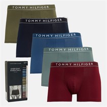 Tommy Hilfiger Mens Five Pack Trunks DS SK/FS Blue/UT Olive/GRV Green/RG