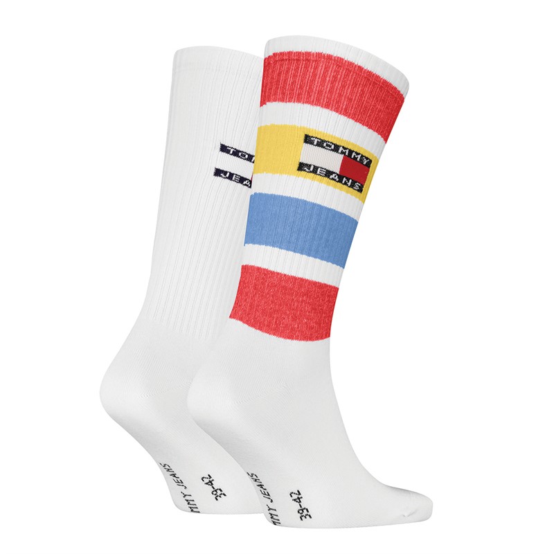 Tommy Hilfiger Mens Faded Rugby Two Pack Socks Red/Yellow/Blue
