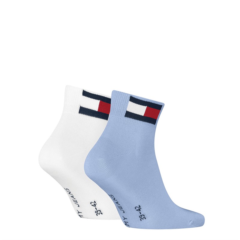Tommy Hilfiger Flag Two Pack Quarter Socks Light Blue