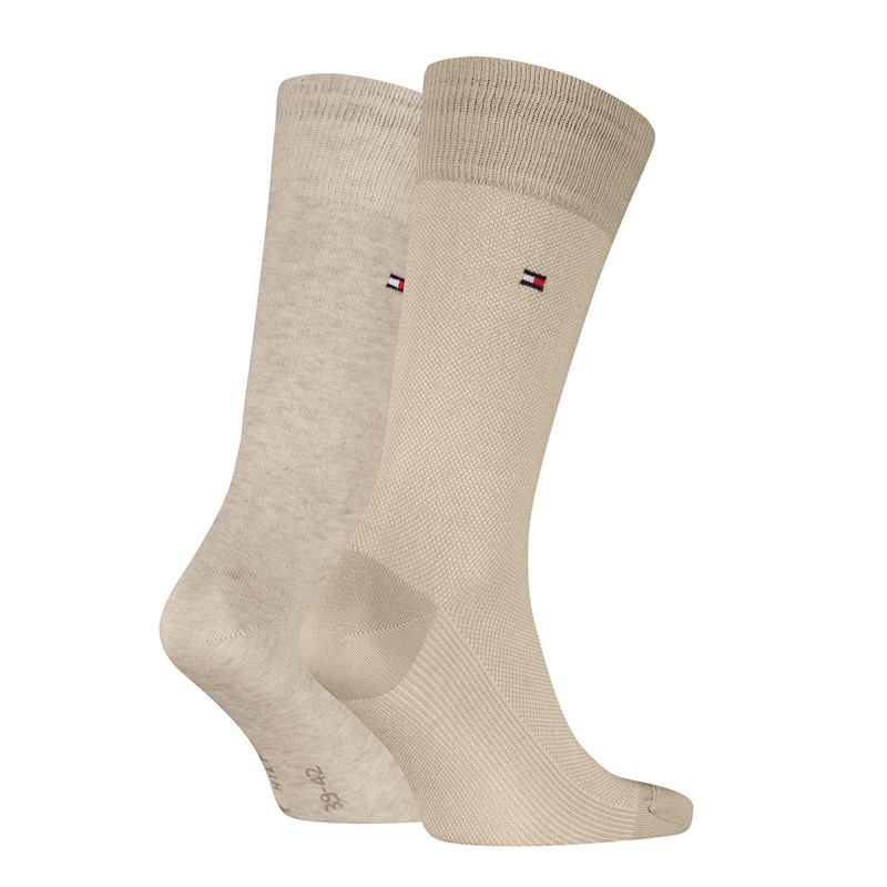 Tommy Hilfiger Mens Birdseye Two Pack Socks Black/Sand