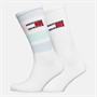 Tommy Hilfiger Mens Faded Rugby Two Pack Socks Light Blue