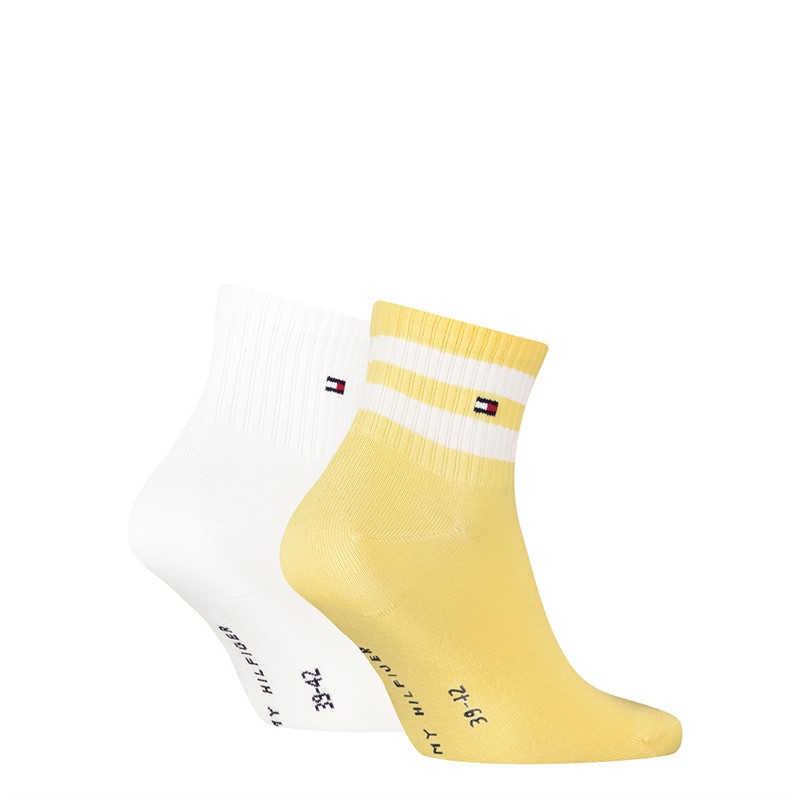 Tommy Hilfiger Mens Two Pack Quarter Socks Yellow