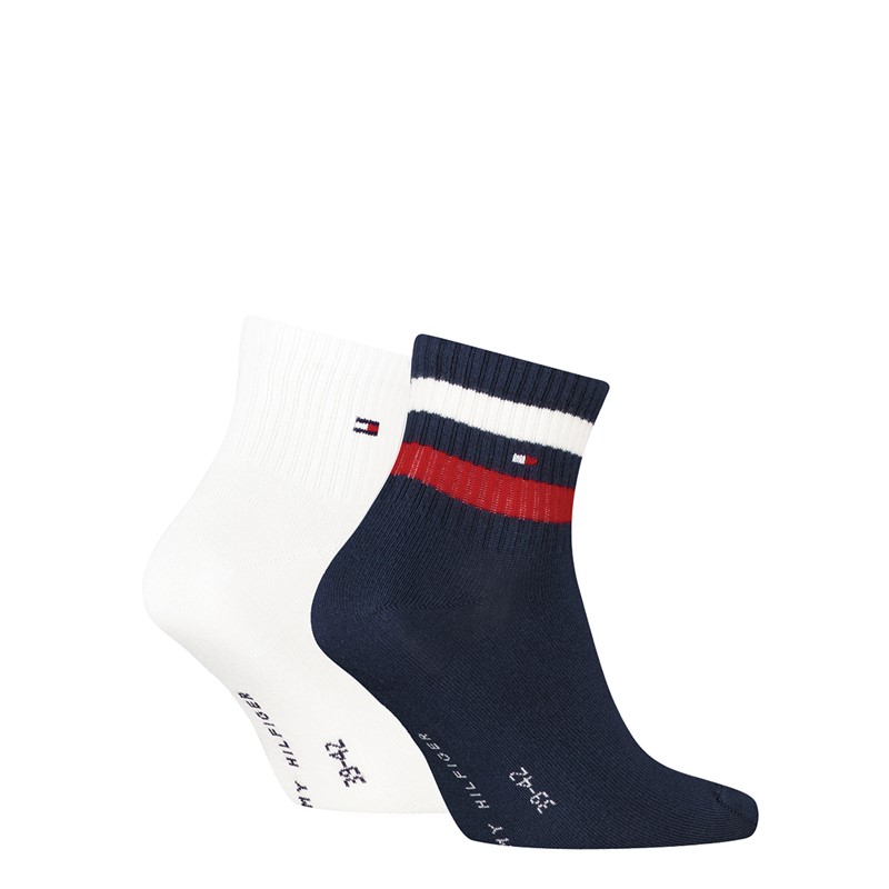 Tommy Hilfiger Mens Two Pack Quarter Socks Navy