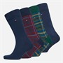 Tommy Hilfiger Mens Four Pack Tartan Socks Navy/Green