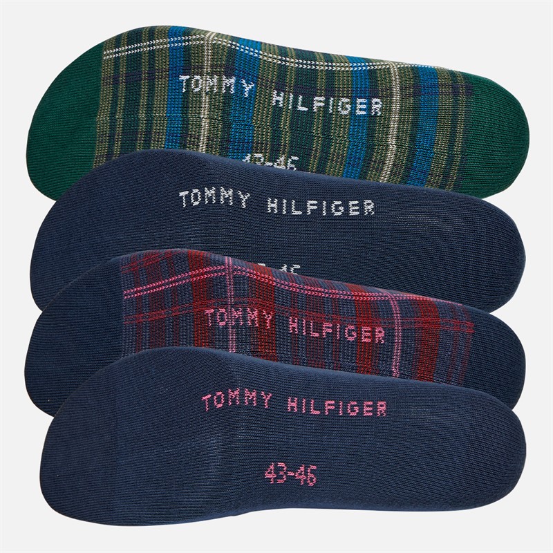 Tommy Hilfiger Mens Four Pack Tartan Socks Navy/Green