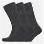 Tommy Hilfiger Mens Three Pack Stripe Socks Anthracite Melange