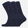 Tommy Hilfiger Mens Three Pack Stripe Socks Dark Navy