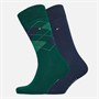 Tommy Hilfiger Mens Two Pack Check Socks Dark Green