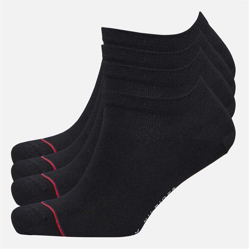 Tommy Hilfiger Mens Four Pack Trainer Socks Black
