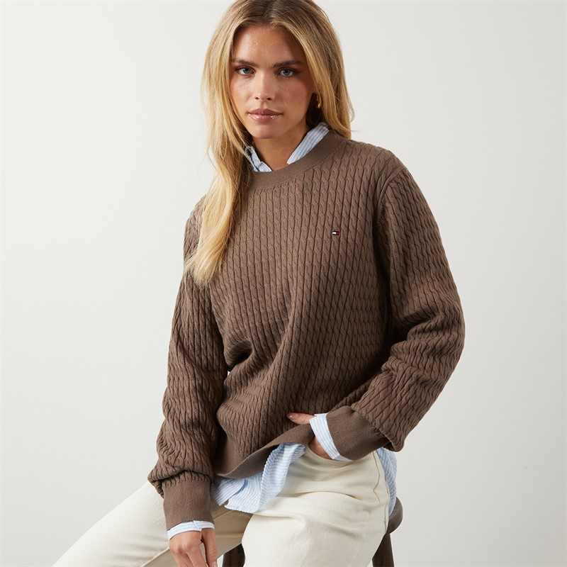Tommy Hilfiger Womens Cable Knit Jumper Hot Coco