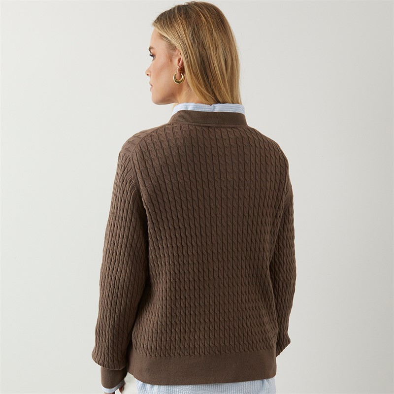 Tommy Hilfiger Womens Cable Knit Jumper Hot Coco