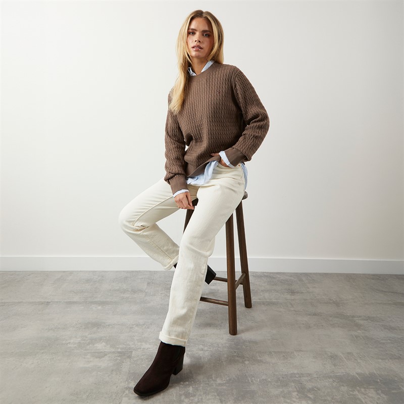Tommy Hilfiger Womens Cable Knit Jumper Hot Coco