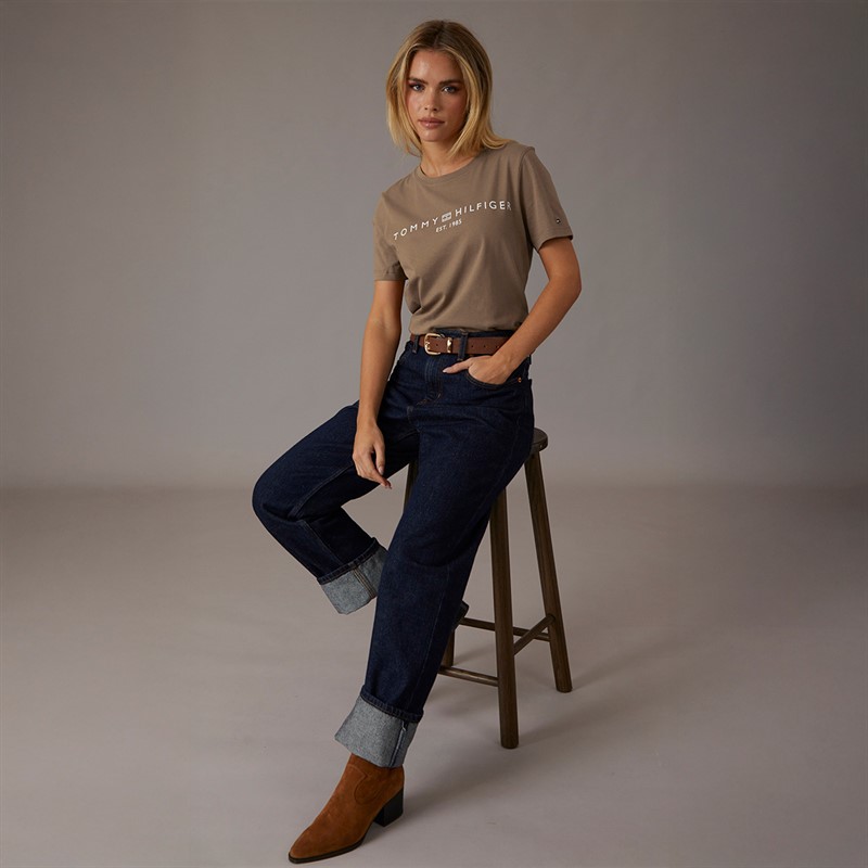 Tommy Hilfiger Womens Logo T-Shirt Hickory