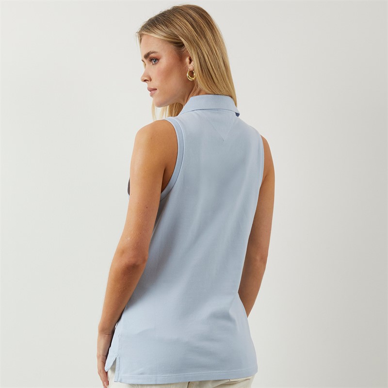 Tommy Hilfiger Womens Slim Polo Shirt Breezy Blue