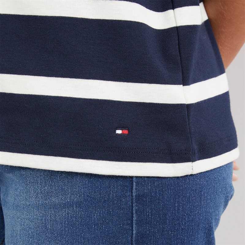 Tommy Hilfiger Womens Gold Button T-Shirt Dark Night Navy/Ivory Silk Stripe Dark Night Navy/Ivory Silk Stp