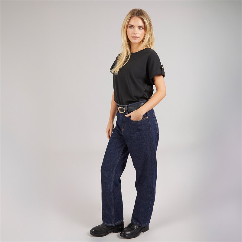 Tommy Hilfiger Womens Gold Button T-Shirt Black