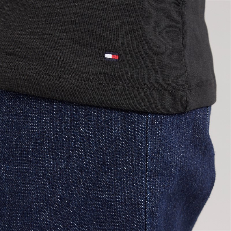 Tommy Hilfiger Womens Gold Button T-Shirt Black