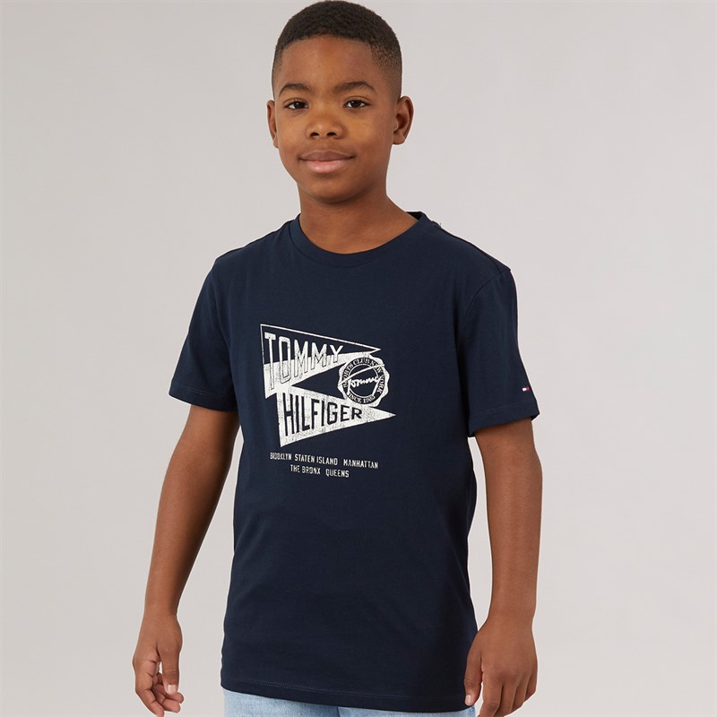 Tommy Hilfiger Junior Boys Graphic Print T-Shirt Dark Night Navy