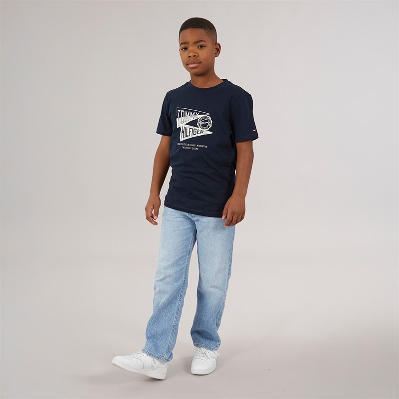 Tommy Hilfiger Junior Boys Graphic Print T-Shirt Dark Night Navy
