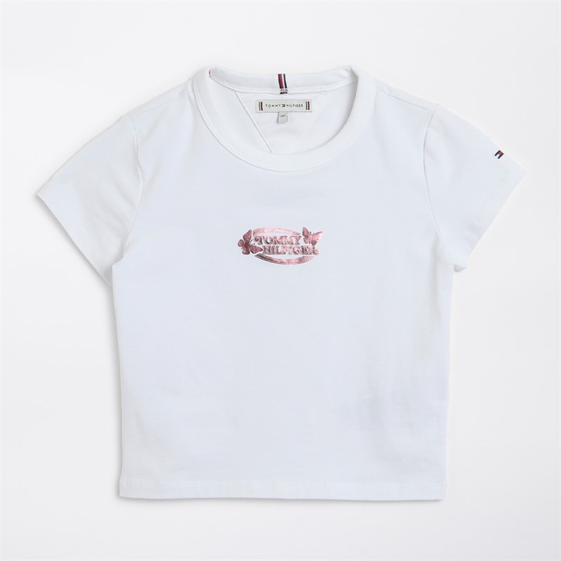 Tommy Hilfiger Junior Girls Butterfly Graphic T-Shirt White