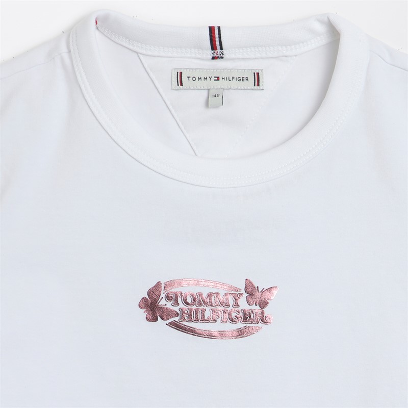 Tommy Hilfiger Junior Girls Butterfly Graphic T-Shirt White