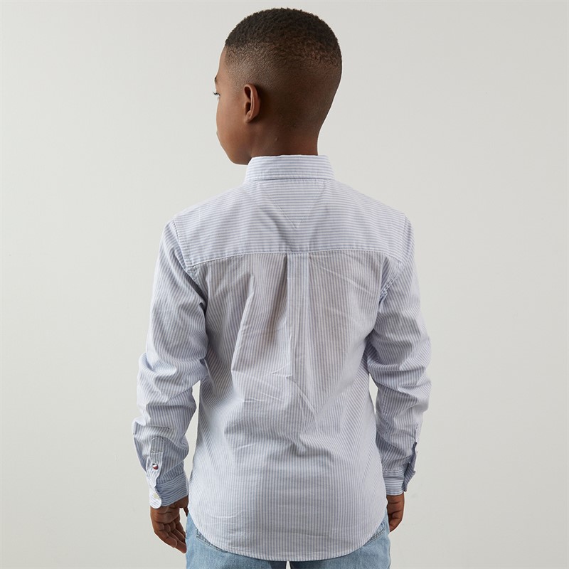 Tommy Hilfiger Junior Boys Flex Ithaca Shirt Cloudy Blue Stripe