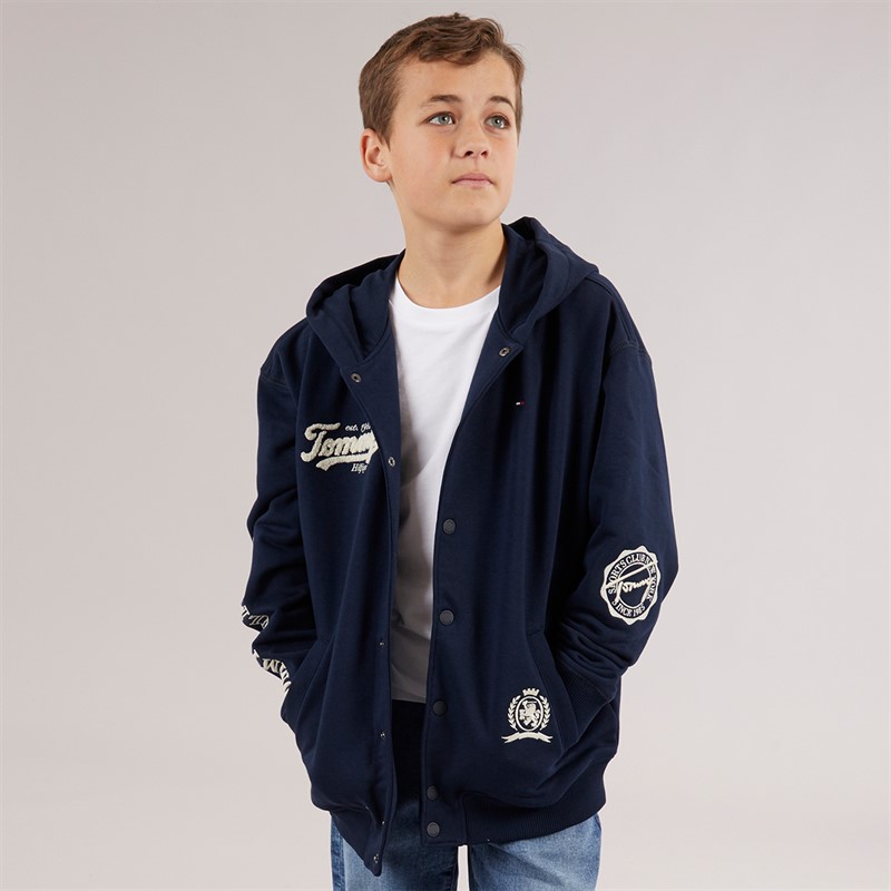 Tommy Hilfiger Junior Boys Varsity Hoodie Dark Night Navy