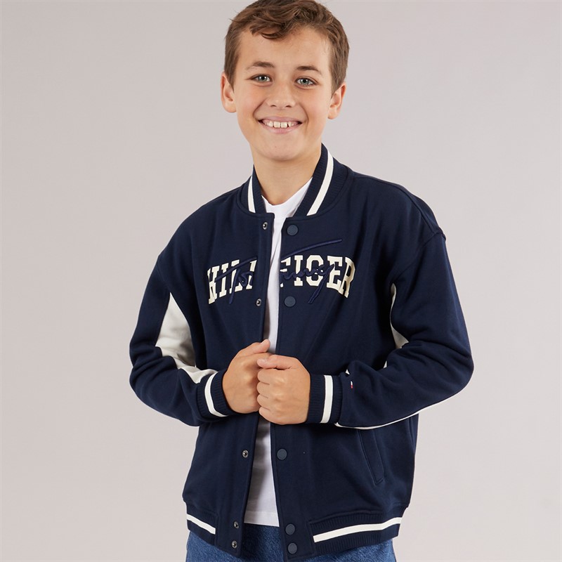 Tommy Hilfiger Junior Boys Graphic Bomber Jacket Dark Night Navy