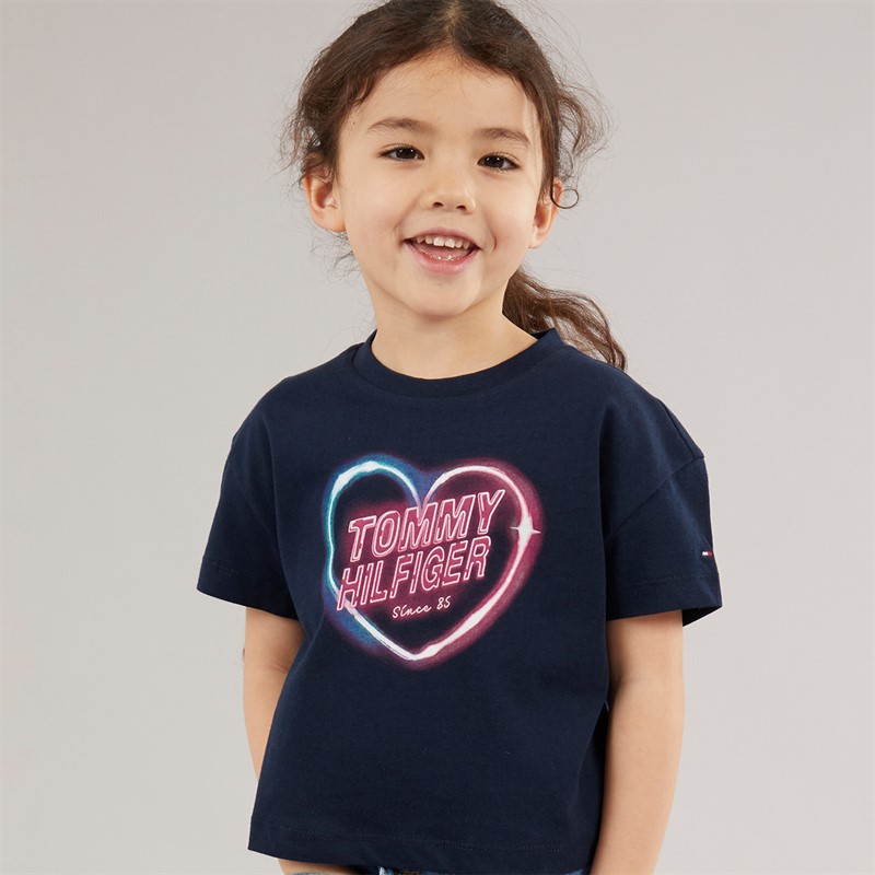 Tommy Hilfiger Girls Photo Print T-Shirt Dark Night Navy