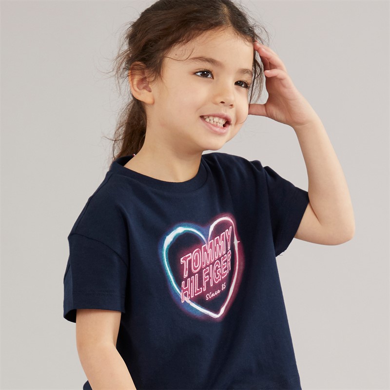 Tommy Hilfiger Girls Photo Print T-Shirt Dark Night Navy