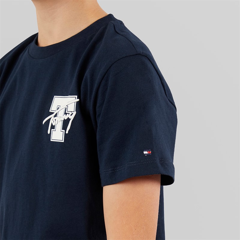 Tommy Hilfiger Junior Boys Varsity Graphic T-Shirt Dark Night Navy