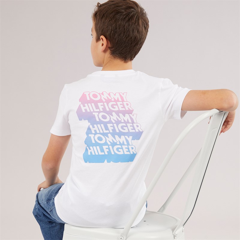 Tommy Hilfiger Junior Boys Grafitti Print T-Shirt White