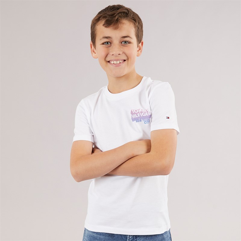 Tommy Hilfiger Junior Boys Grafitti Print T-Shirt White