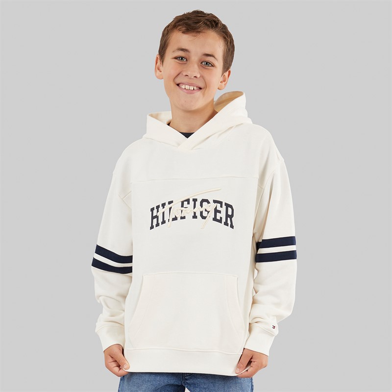 Tommy Hilfiger Boys TH Mixed Graphic Hoodie Ivory Silk