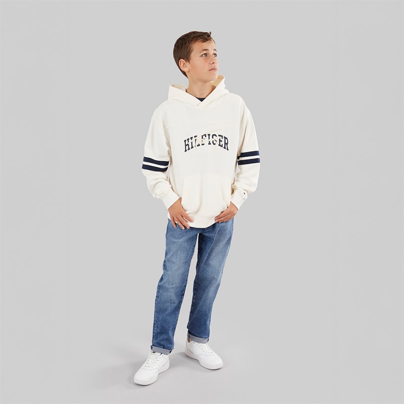 Tommy Hilfiger Boys TH Mixed Graphic Hoodie Ivory Silk