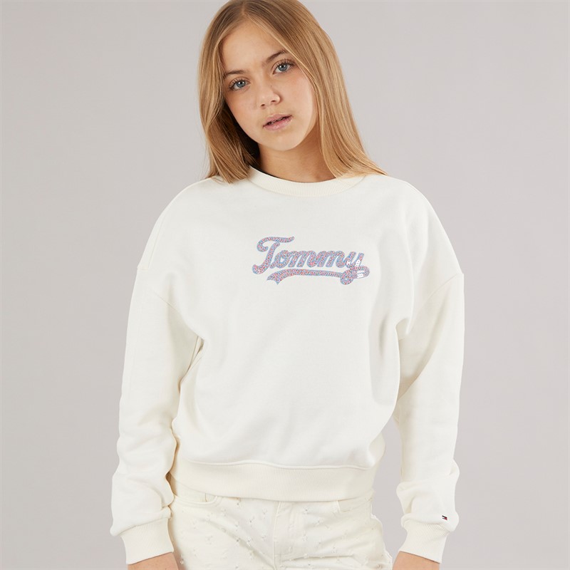 Tommy Hilfiger Junior Girls Batwing Sweatshirt Ivory Silk