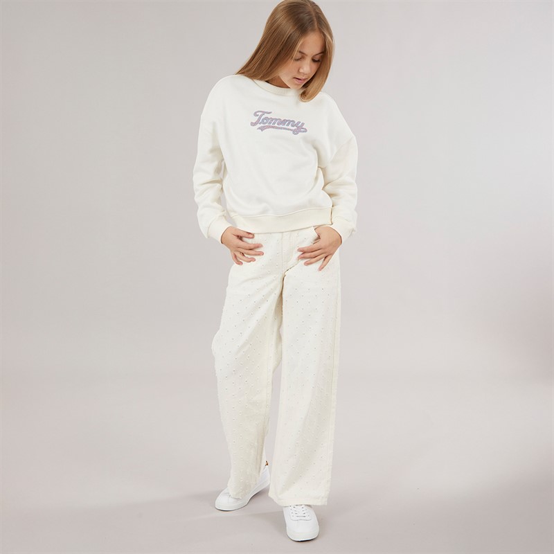 Tommy Hilfiger Junior Girls Batwing Sweatshirt Ivory Silk