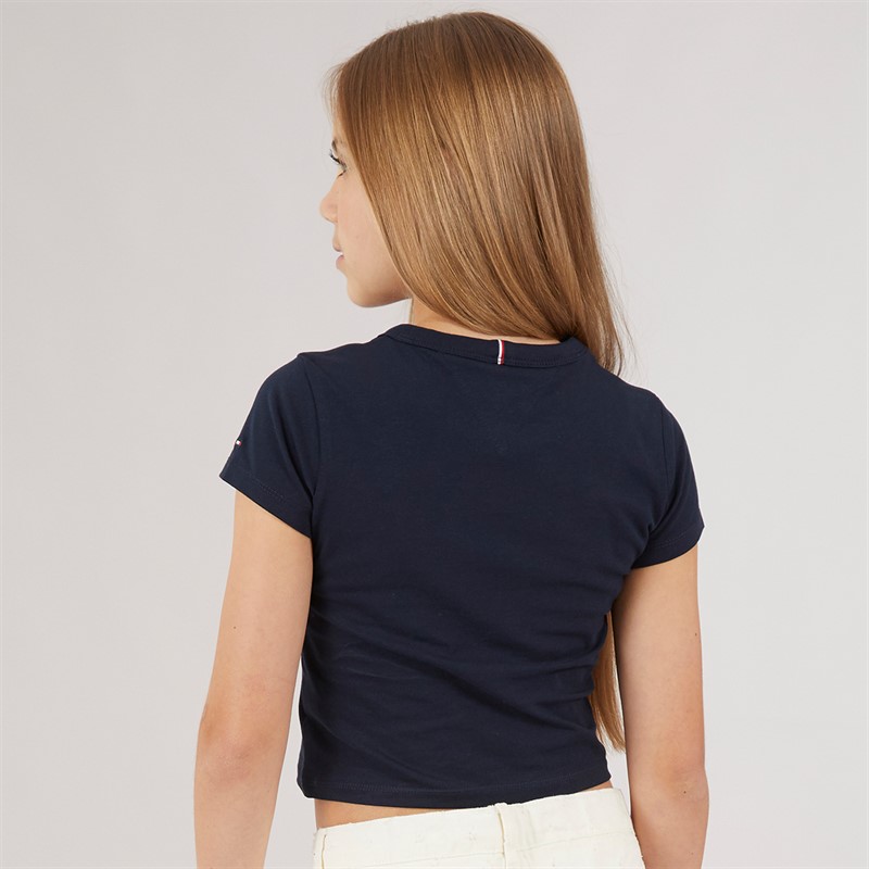 Tommy Hilfiger Junior Girls Butterfly Graphic T-Shirt Dark Night Navy