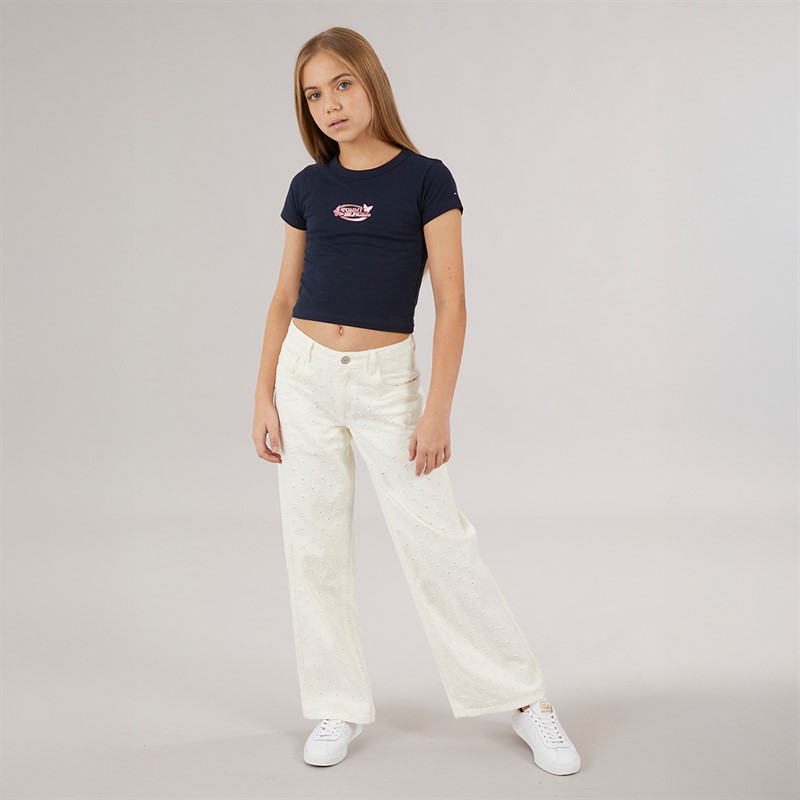 Tommy Hilfiger Junior Girls Butterfly Graphic T-Shirt Dark Night Navy