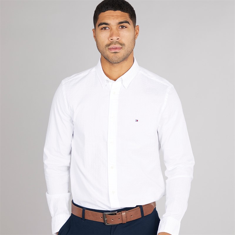 Tommy Hilfiger Mens Dobby Structure Shirt Th Optic White