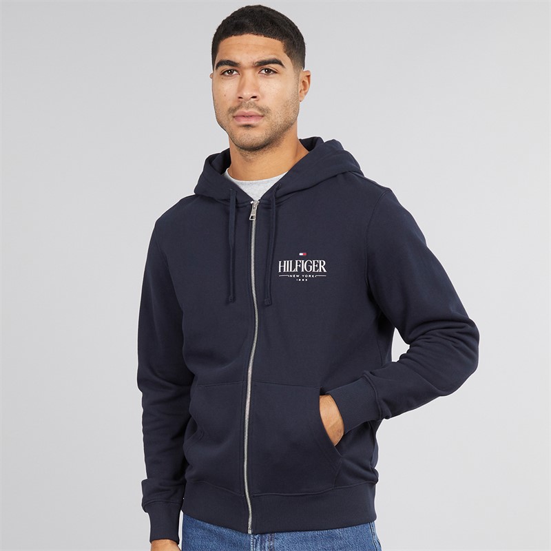 Tommy Hilfiger Mens Hilfiger Stacked Zip Through Hoodie Desert Sky