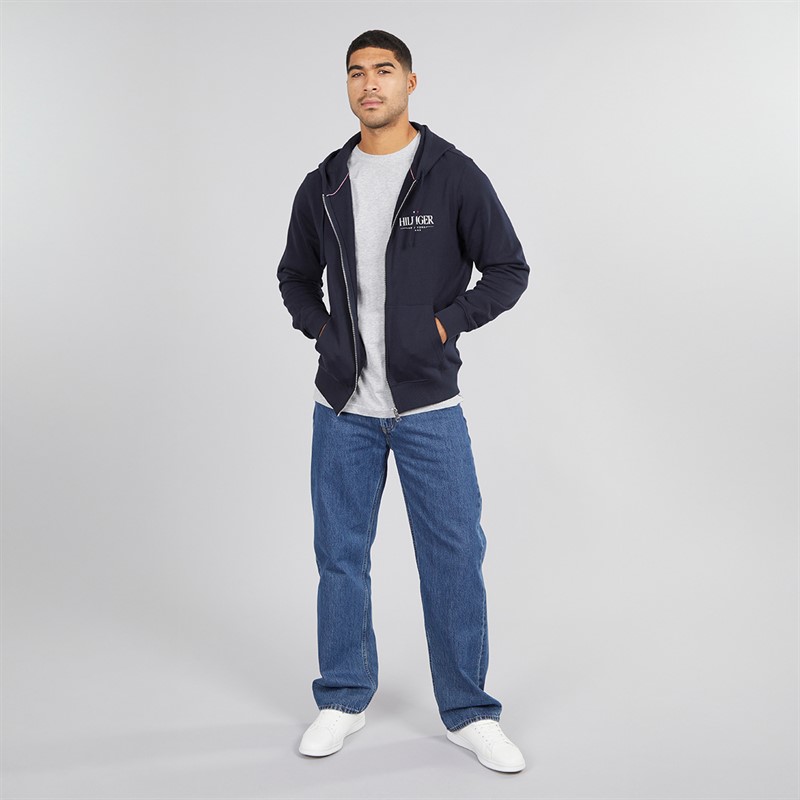 Tommy Hilfiger Mens Hilfiger Stacked Zip Through Hoodie Desert Sky