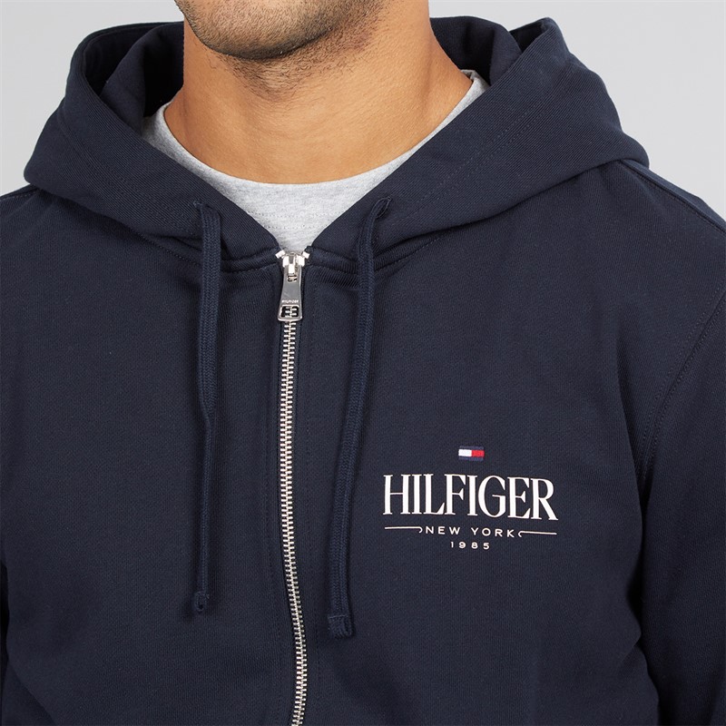 Tommy Hilfiger Mens Hilfiger Stacked Zip Through Hoodie Desert Sky