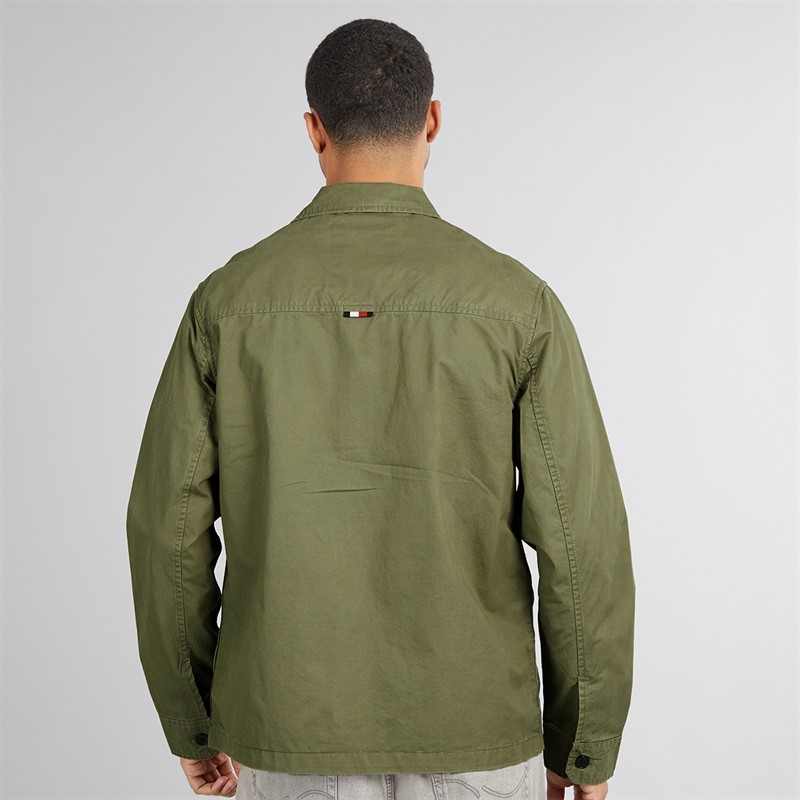 Tommy Hilfiger Mens Cotton Twill Shirt Jacket Battle Green