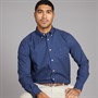 Tommy Hilfiger Mens Flex Poplin Shirt Preppy Navy/Newsprint