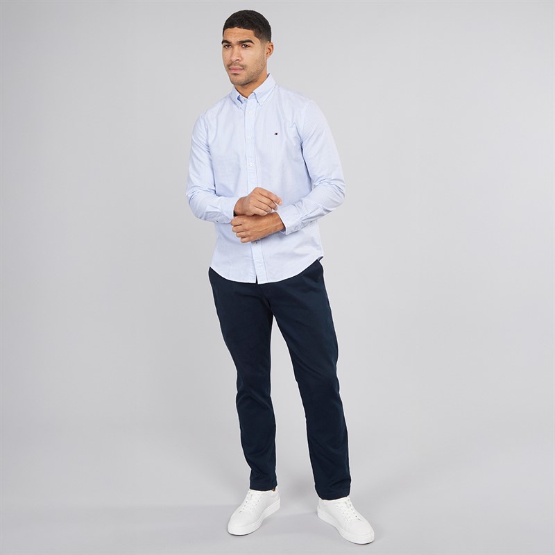 Tommy Hilfiger Mens Heritage Oxford Stripe Shirt Cloudy Blue/White