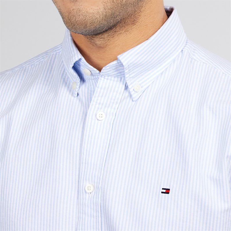 Tommy Hilfiger Mens Heritage Oxford Stripe Shirt Cloudy Blue/White