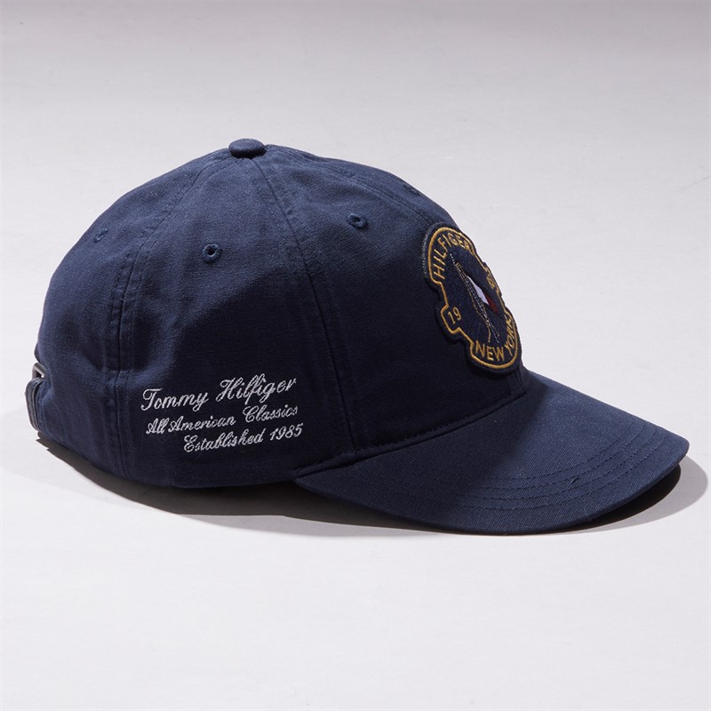 Tommy Hilfiger Mens Graphic Washed Six Panel Cap Space Blue