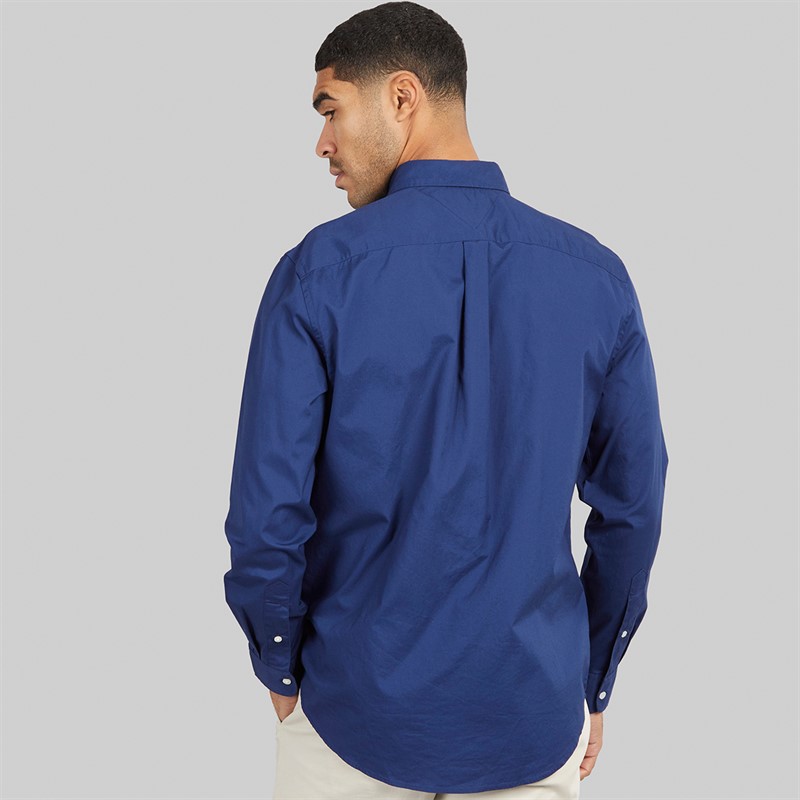 Tommy Hilfiger Mens Flex Poplin Solid Shirt Preppy Navy